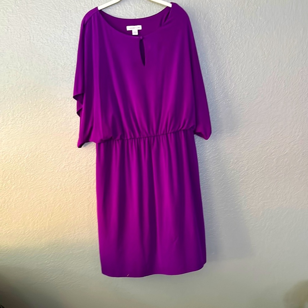 Lovely jewel tone purple dress with short sleeve dress